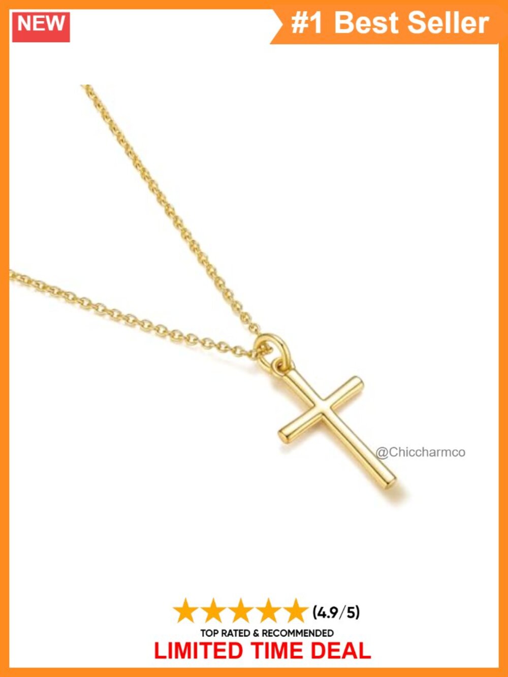 14k Gold Plated Cross Necklace Pendant Chain Extender Women